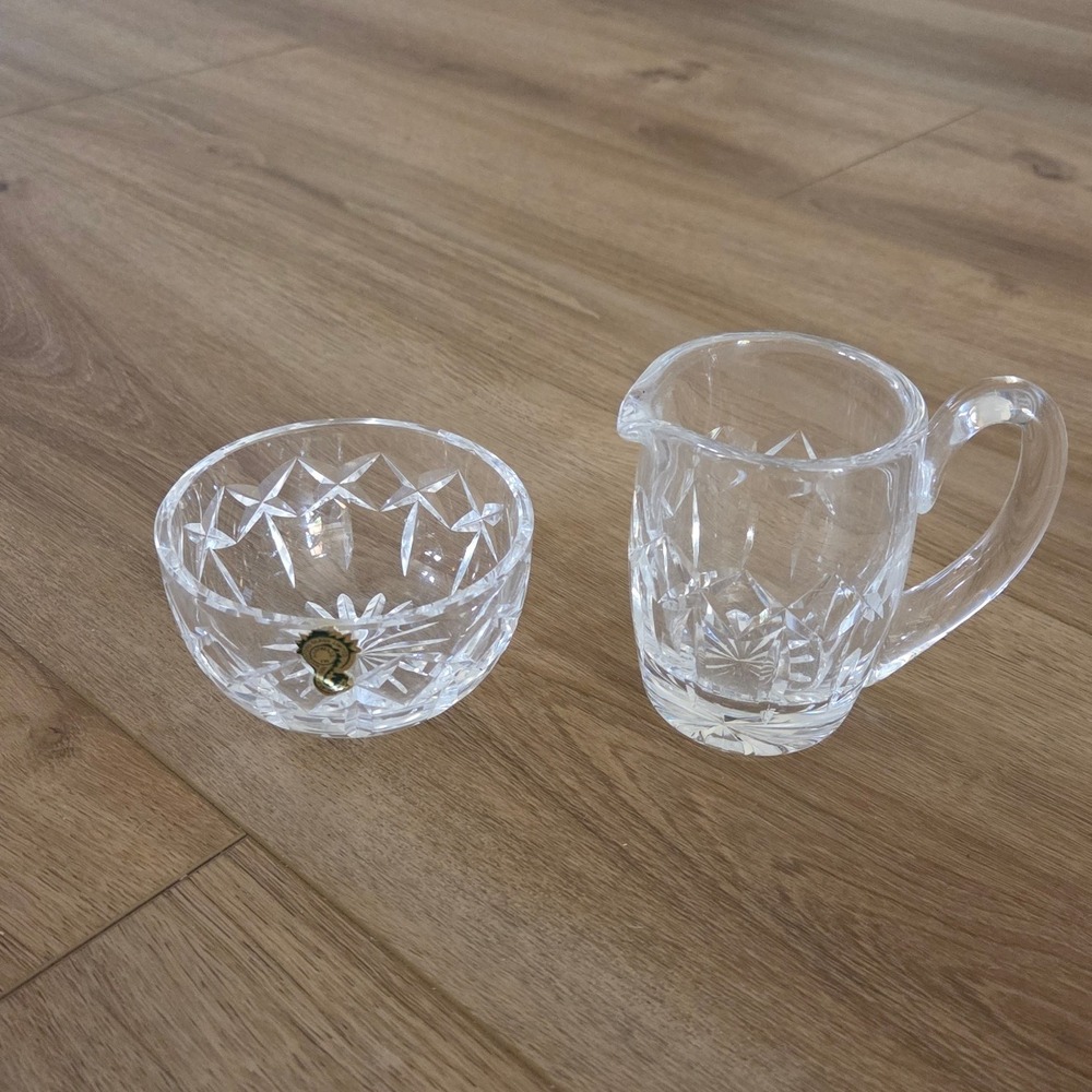 Waterford  Vintage Irish Crystal‎ Creamer and Sugar Bowl Set Star Cut Lead